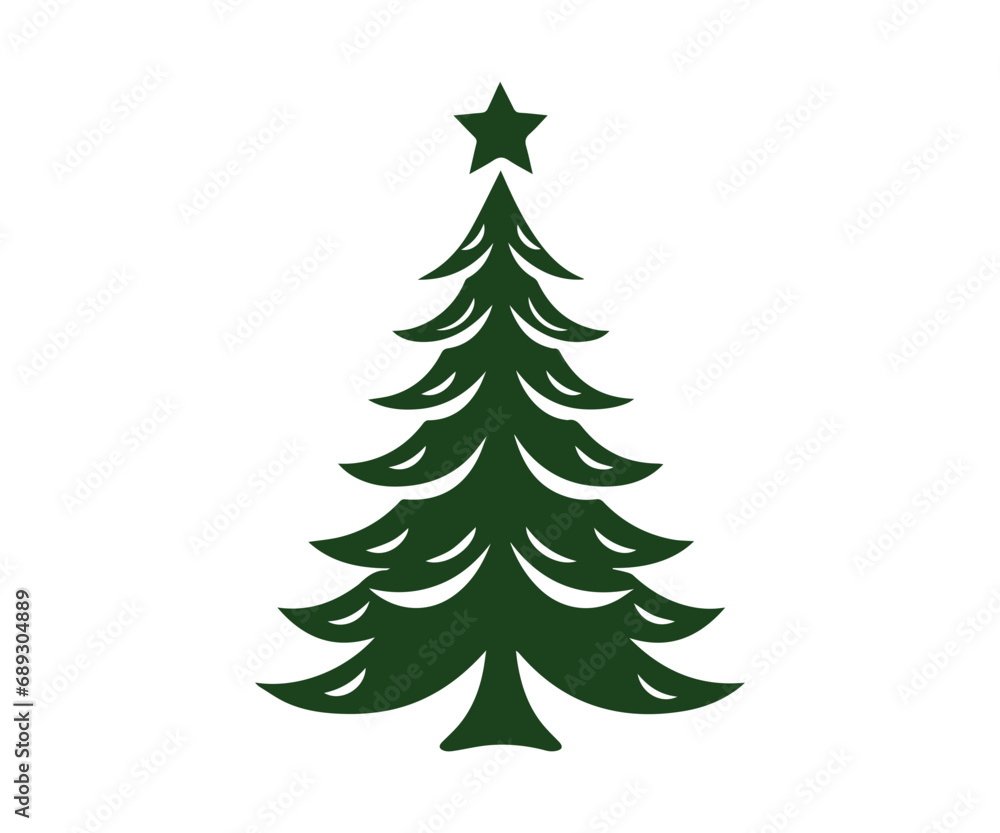  Christmas tree, modern flat design