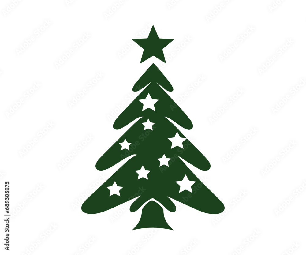 Fototapeta premium Christmas tree, modern flat design