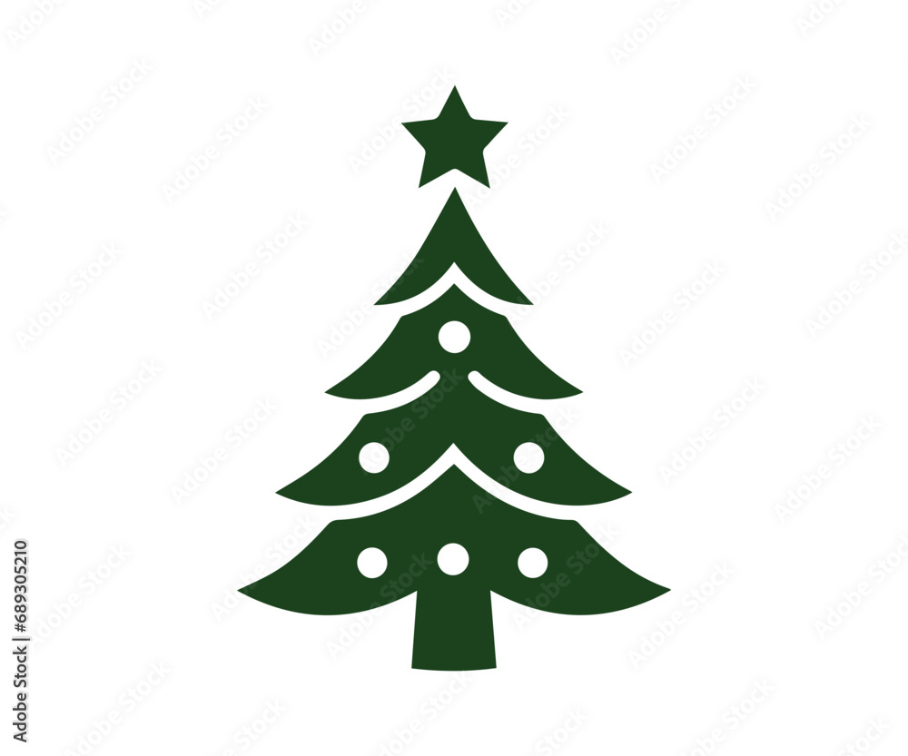  Christmas tree, modern flat design