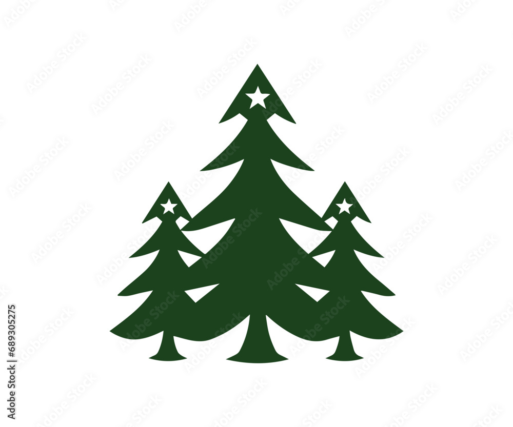  Christmas tree, modern flat design