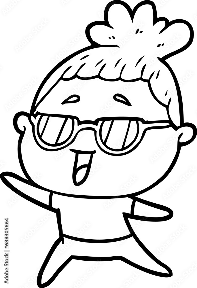 cartoon happy woman wearing spectacles cartoon happy woman wearing spectacles