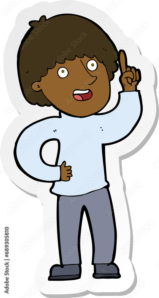 sticker of a cartoon man with idea sticker of a cartoon man with idea