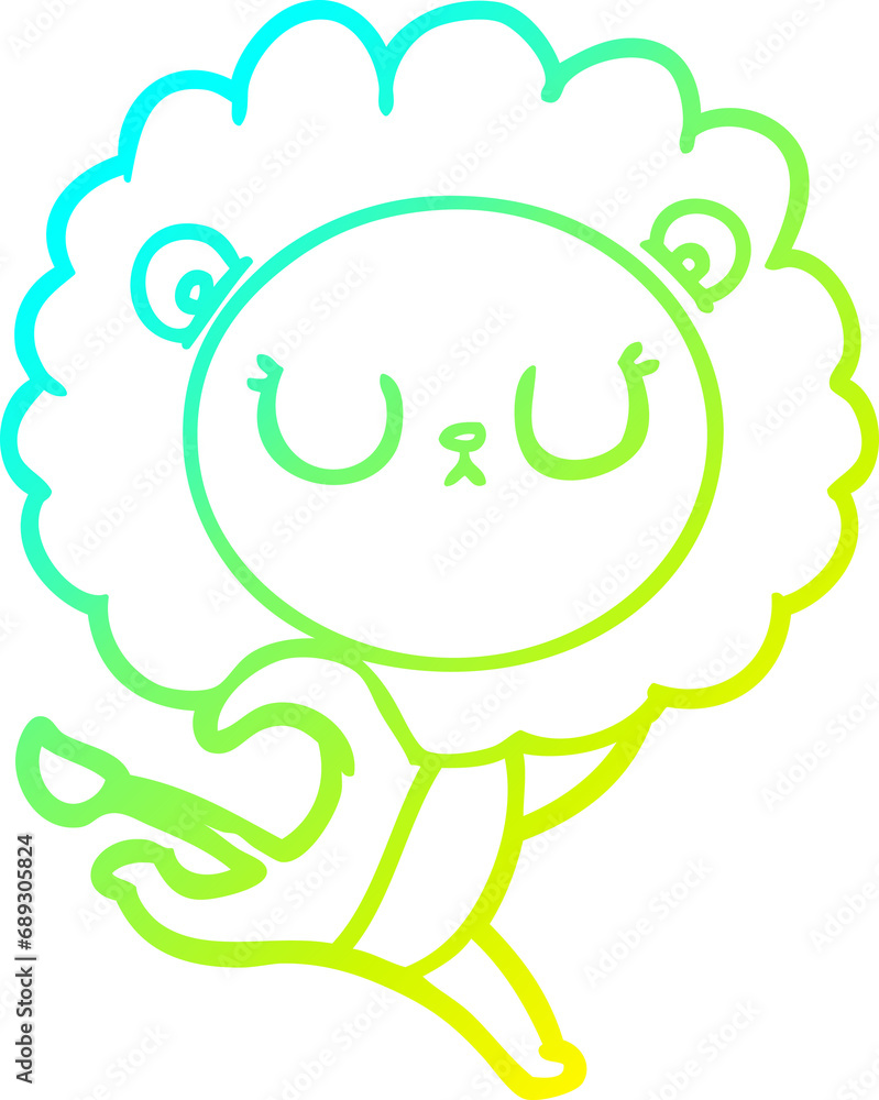 cold gradient line drawing of a cartoon running lion cold gradient line drawing of a cartoon running lion