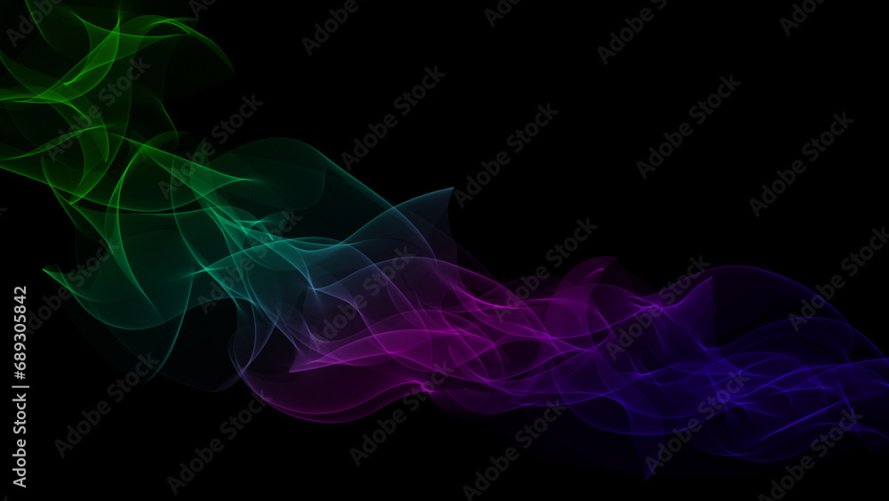 Dark abstract background with a glowing abstract waves, abstract background.