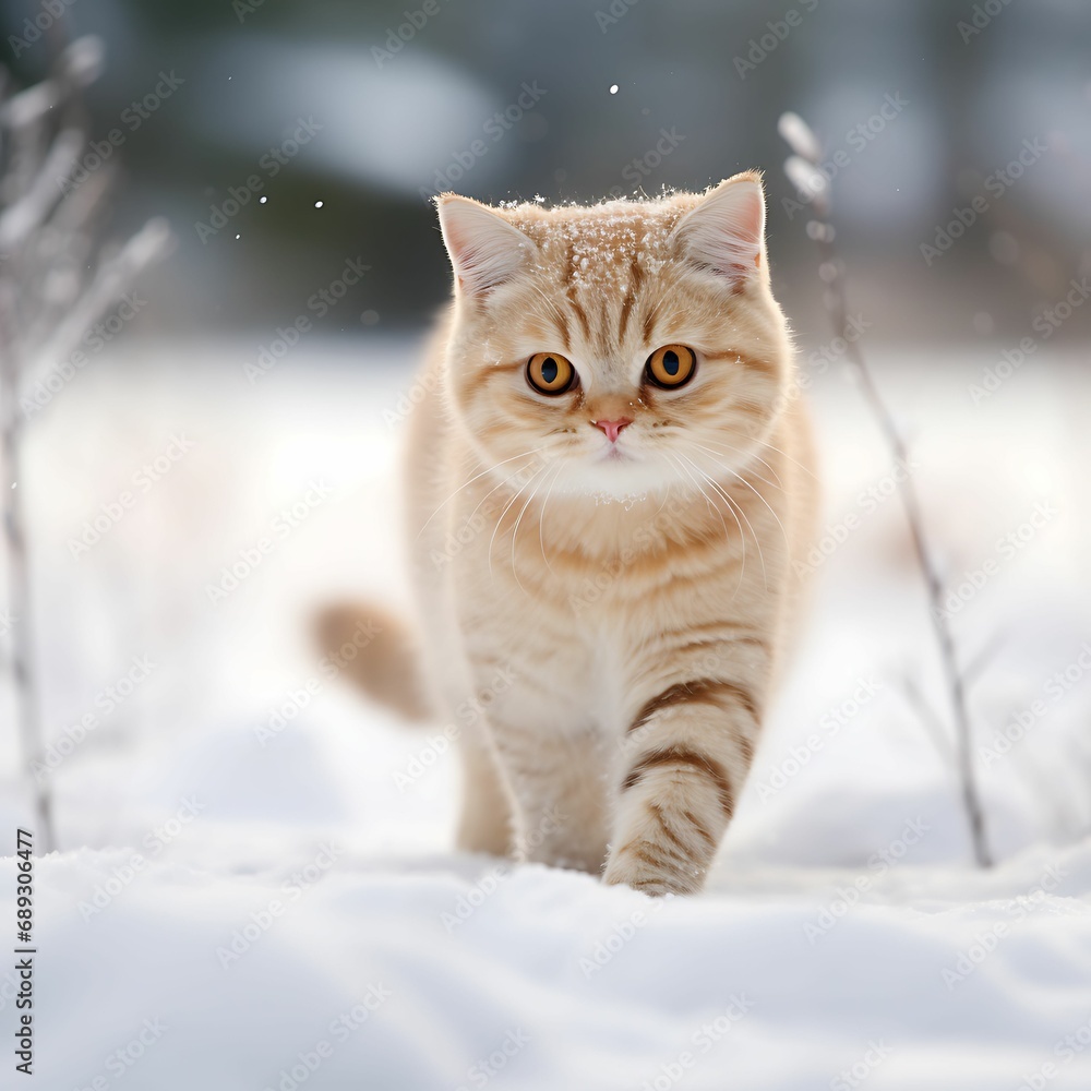 cat on the snow