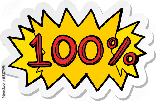 sticker of a cartoon 100% symbol