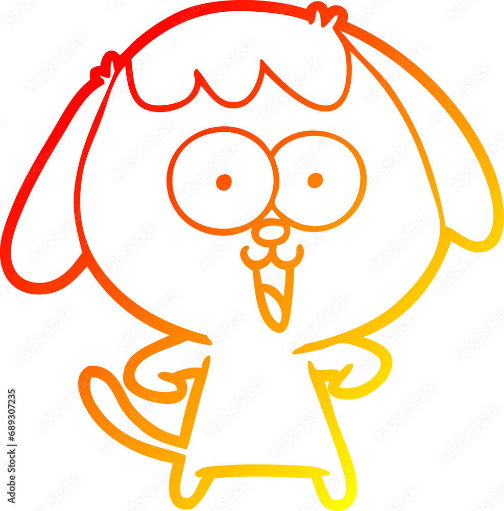 Obraz premium warm gradient line drawing of a cute cartoon dog