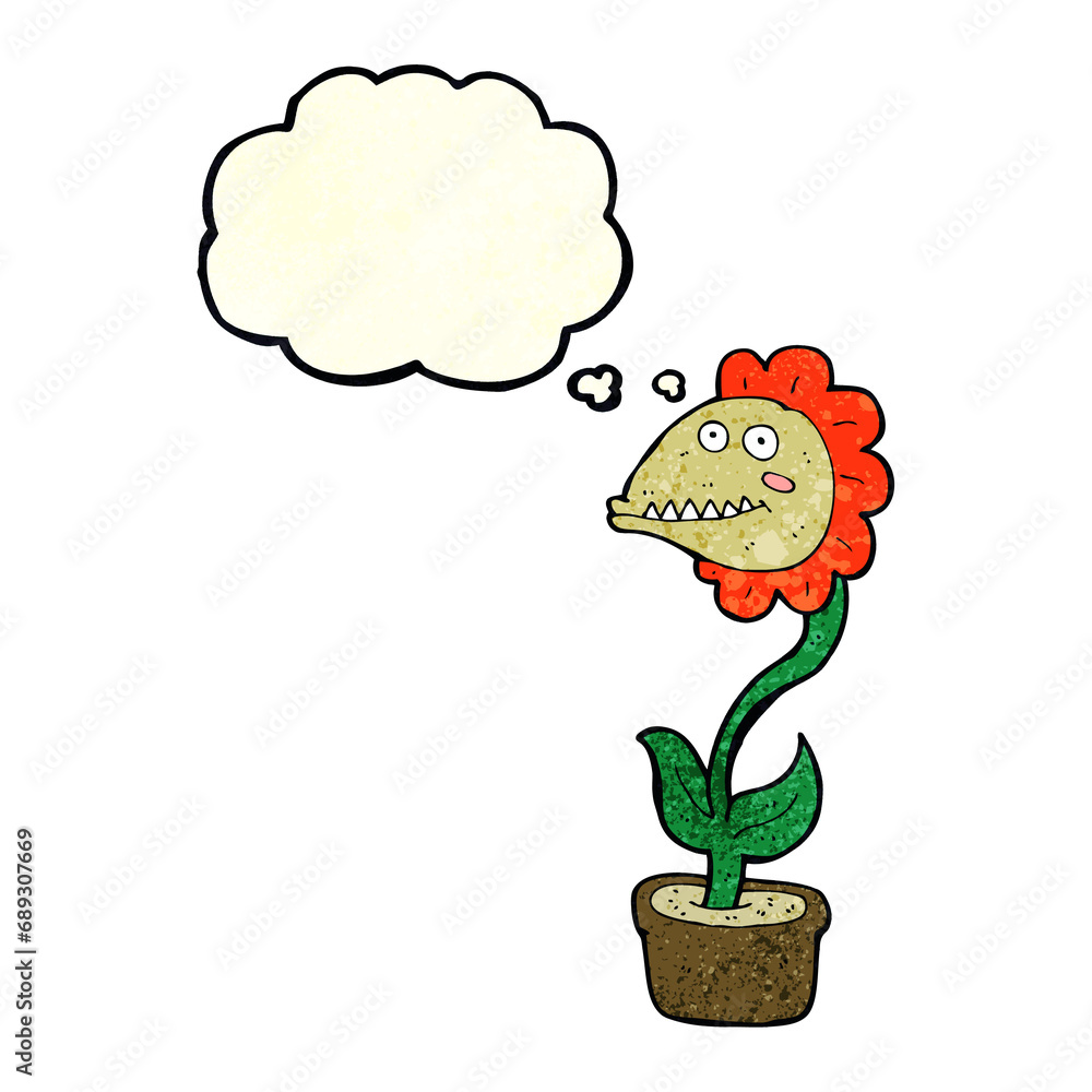 Fototapeta premium cartoon monster plant with thought bubble