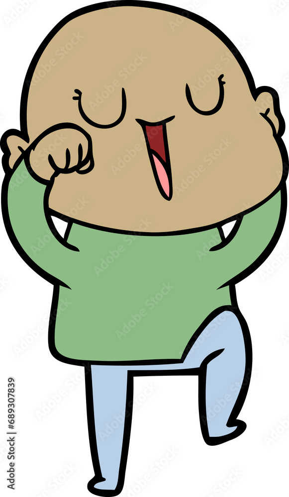 happy cartoon bald man happy cartoon bald man