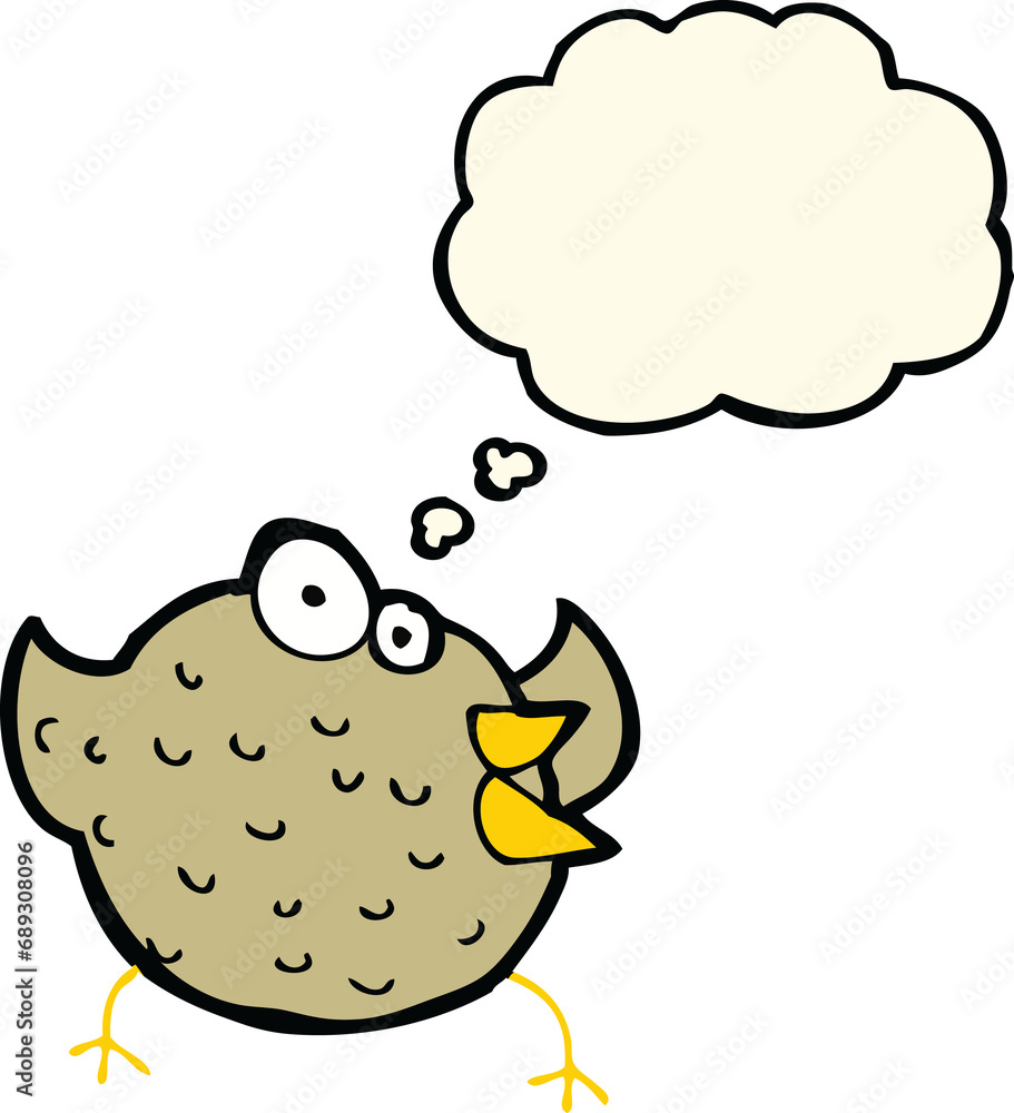 cartoon happy bird with thought bubble cartoon happy bird with thought bubble