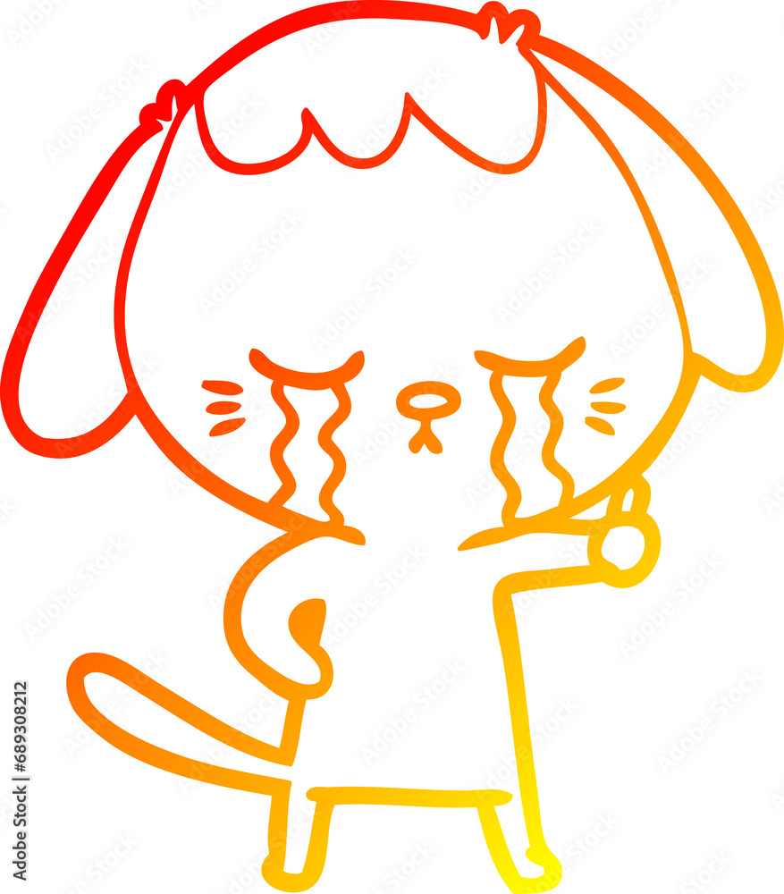 warm gradient line drawing of a cartoon dog warm gradient line drawing of a cartoon dog