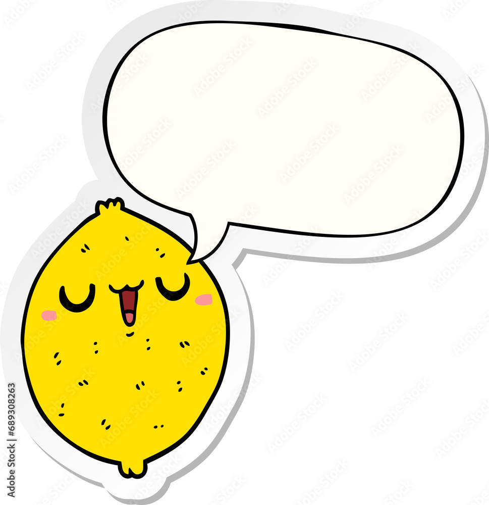 cartoon happy lemon with speech bubble sticker cartoon happy lemon with speech bubble sticker
