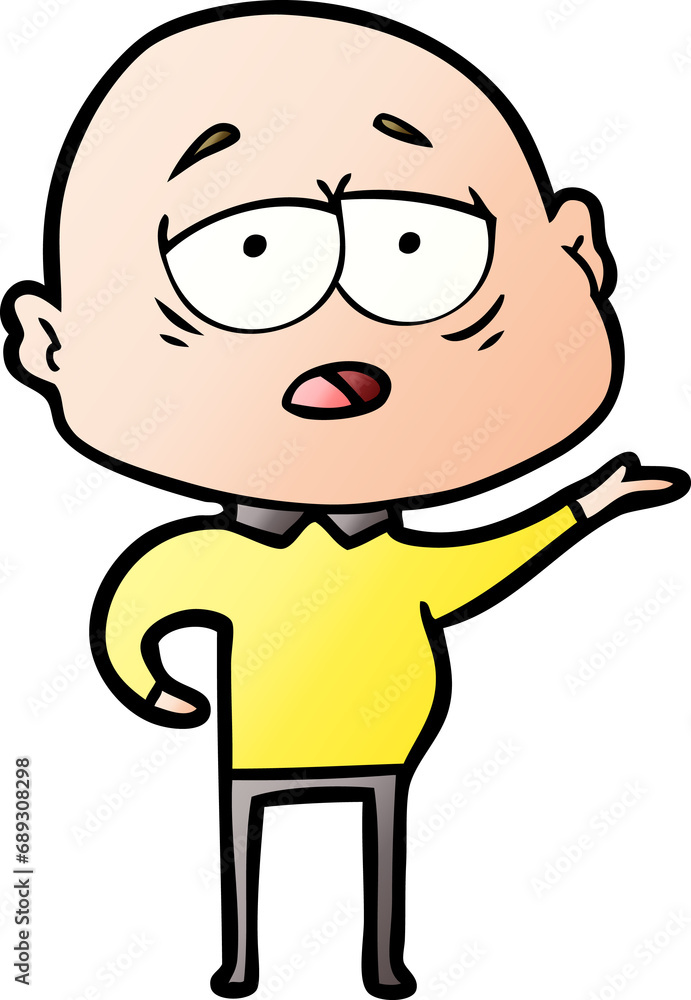 cartoon tired bald man cartoon tired bald man