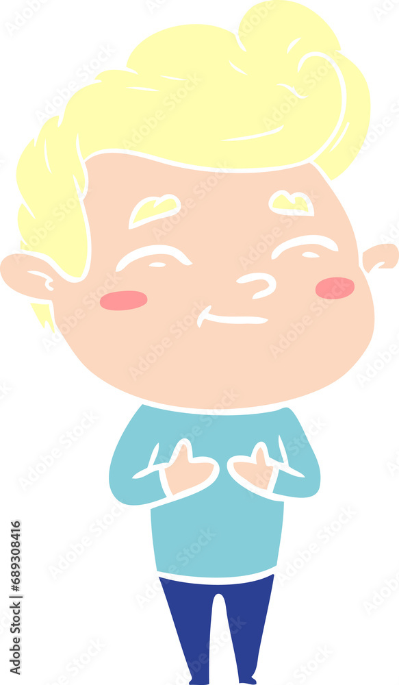 happy flat color style cartoon man happy flat color style cartoon man