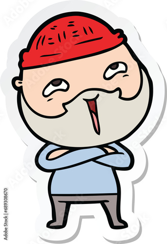 sticker of a cartoon happy bearded man