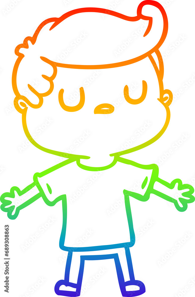 rainbow gradient line drawing of a cartoon aloof man rainbow gradient line drawing of a cartoon aloof man