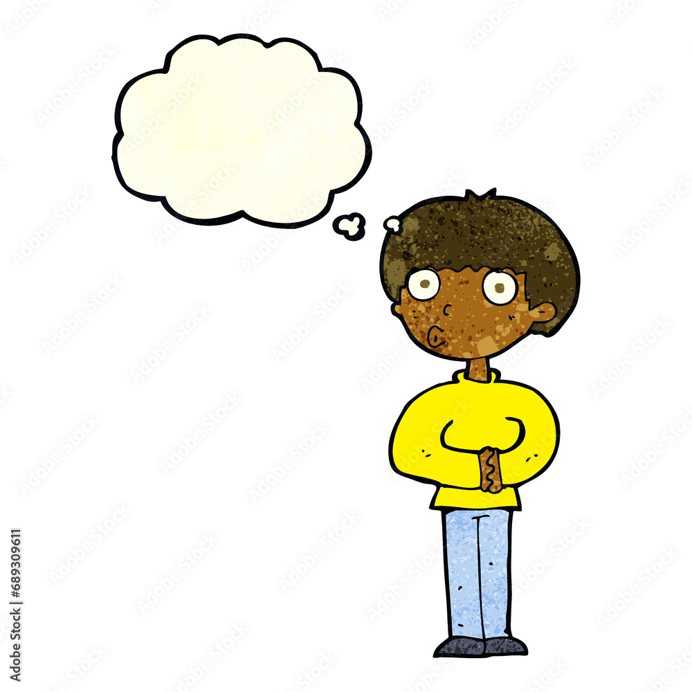 cartoon curious man with thought bubble cartoon curious man with thought bubble