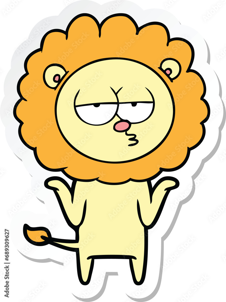 sticker of a cartoon bored lion sticker of a cartoon bored lion