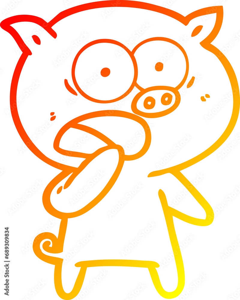 Obraz premium warm gradient line drawing of a shocked pig cartoon