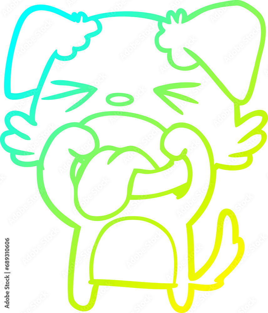 cold gradient line drawing of a cartoon disgusted dog cold gradient line drawing of a cartoon disgusted dog