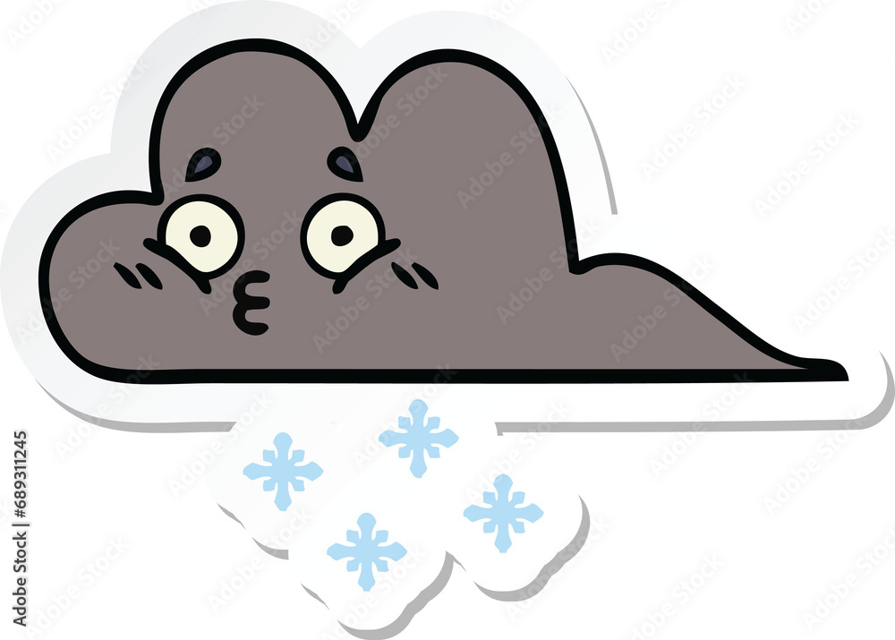 sticker of a cute cartoon storm snow cloud sticker of a cute cartoon storm snow cloud