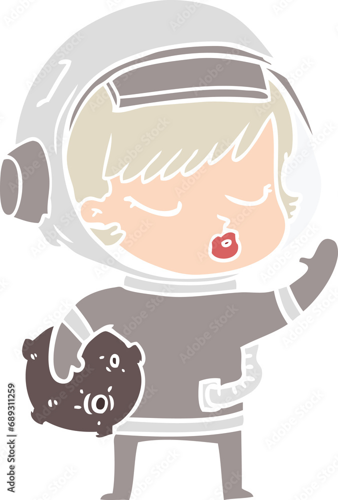flat color style cartoon pretty astronaut girl flat color style cartoon pretty astronaut girl