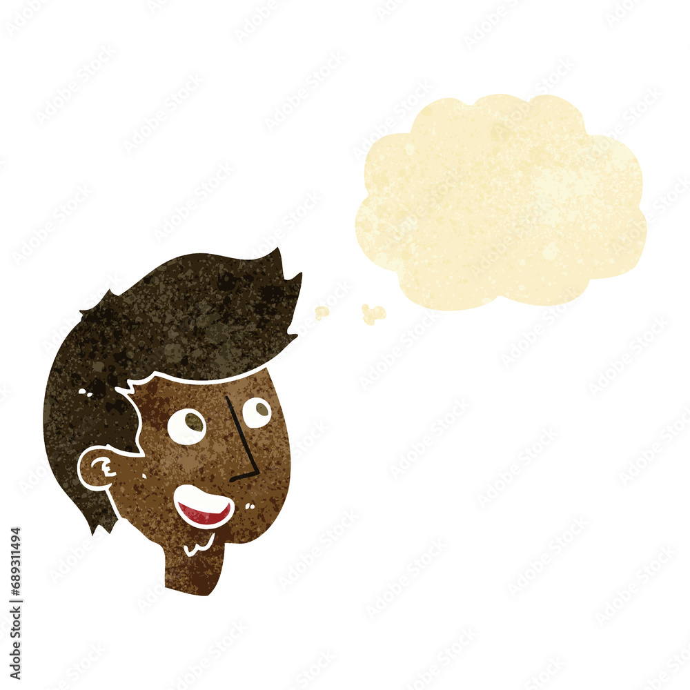 cartoon happy boy face with thought bubble cartoon happy boy face with thought bubble