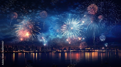 Colorful Fireworks Lighting up the Night Sky at a Festive Event