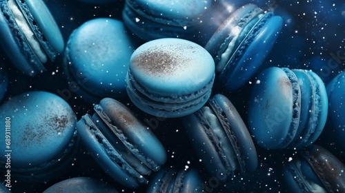dark blue macarons pattern photo