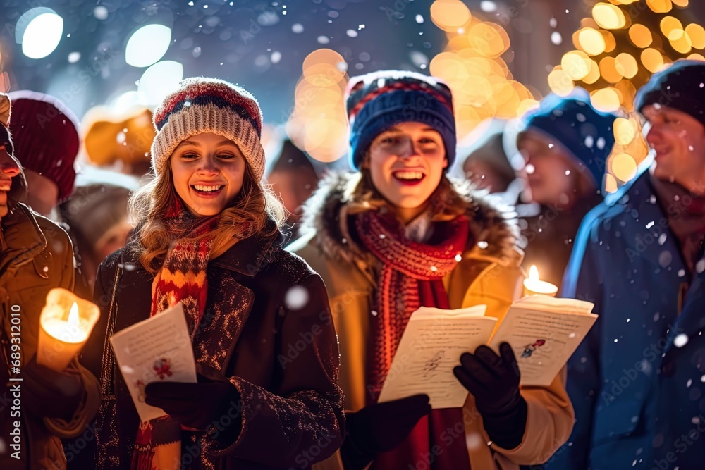 group of people sing Christmas songs during the christmas night