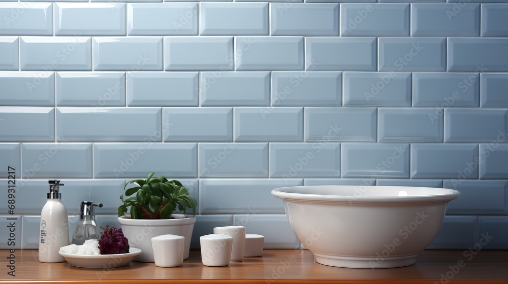background of a light wall made of rectangular white subway tiles with a glossy finish. Banner with copy space background of a light wall made of rectangular white subway tiles with a glossy finish. Banner with copy space