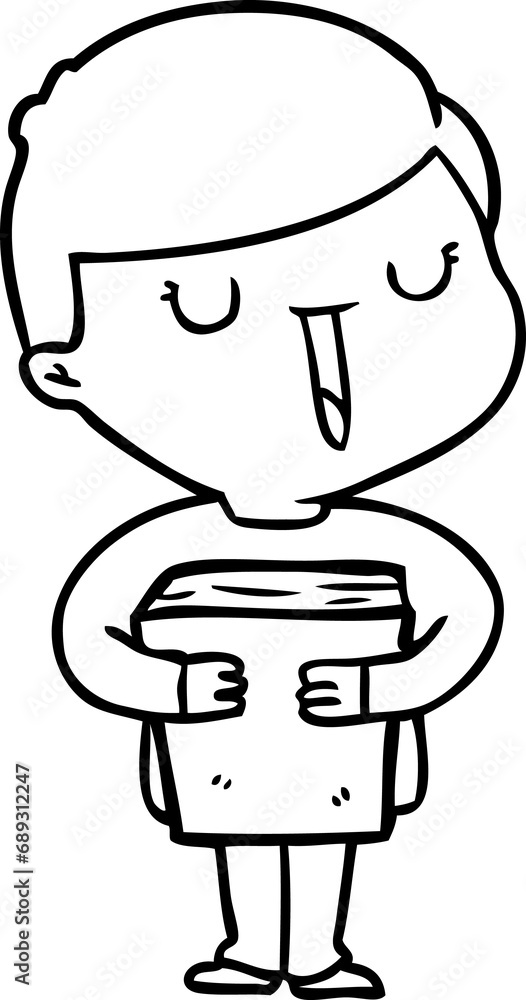cartoon happy boy talking about his book cartoon happy boy talking about his book