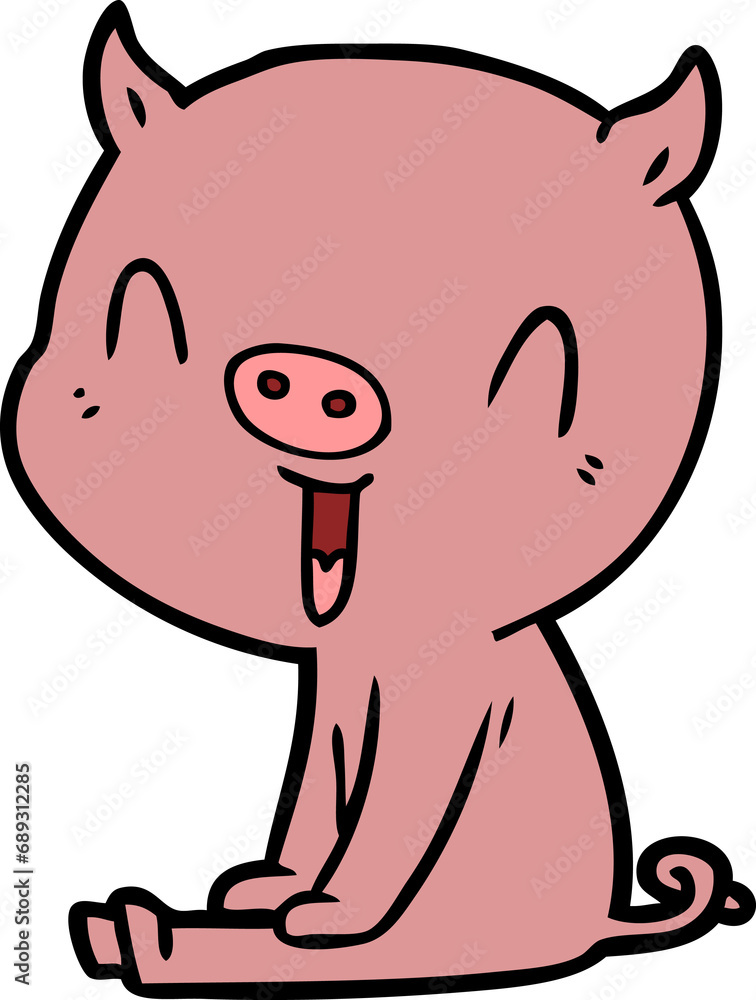 happy cartoon pig sitting happy cartoon pig sitting