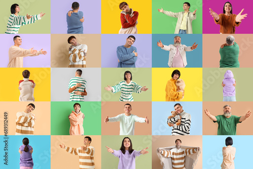Collection of hugging peopl...