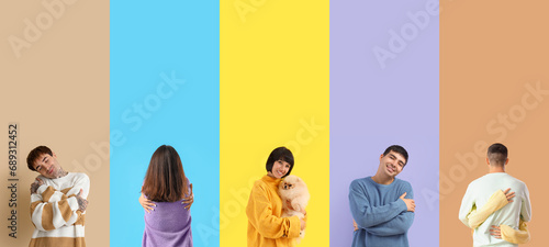 Collage of hugging people o...