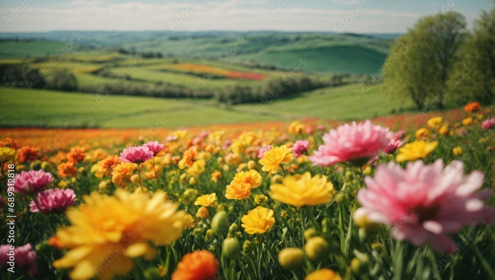 Obraz premium Insanely beautiful field filled with beautiful flowers