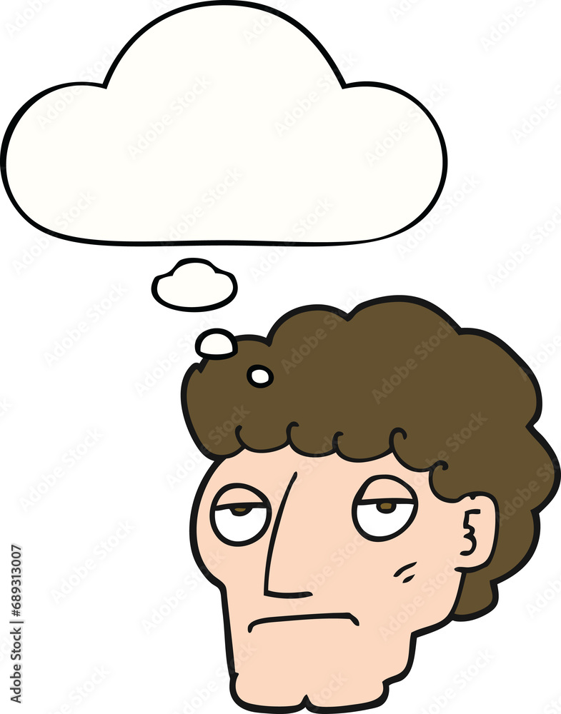 cartoon bored man with thought bubble cartoon bored man with thought bubble
