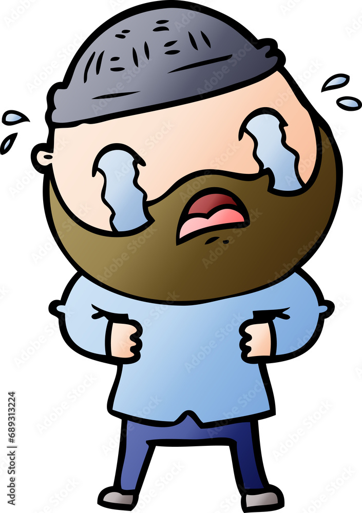 cartoon bearded man crying