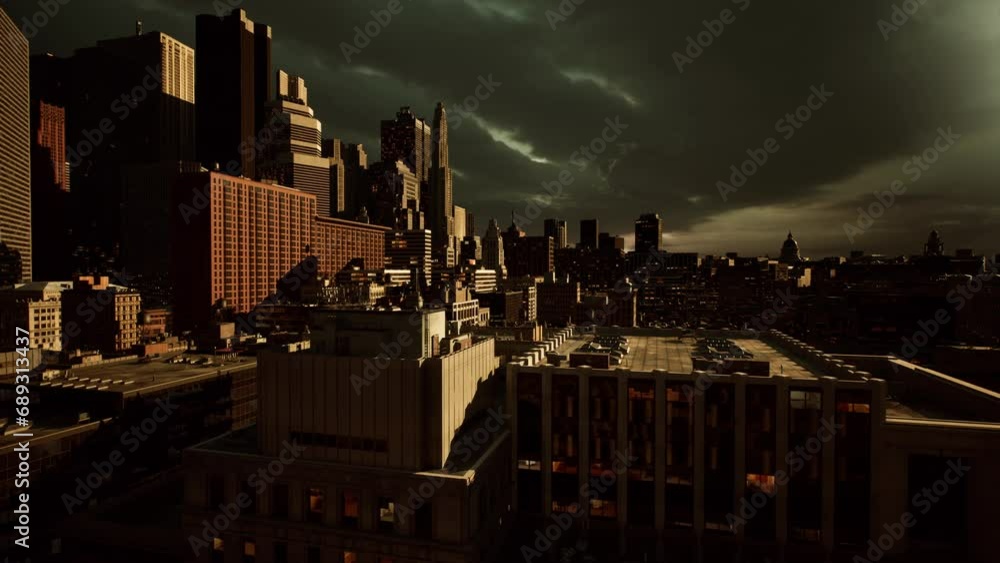 moving cyclone over the city of thunderclouds moving cyclone over the city of thunderclouds