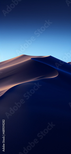 sand dunes desert  dark night  deep blues  aerial photography  wallpaper  layers  distant horizon created with Generative Ai