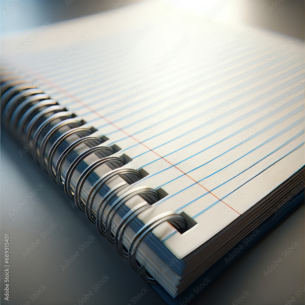 Close Up of Open Spiral Notebook with Ruled Paper Close Up of Open Spiral Notebook with Ruled Paper