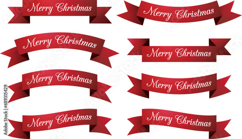 Merry Christmas Red Ribbon Banner