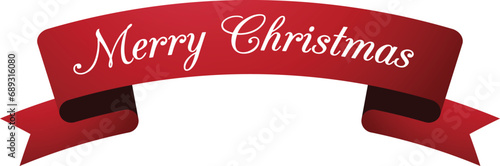 Merry Christmas Red Ribbon Banner