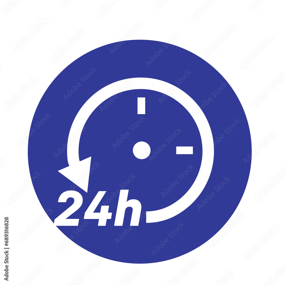 Twenty four hour with arrow loop icon, 24 hours cyclic sign, Opened order execution or delivery, All day business and service, Vector design illustration Twenty four hour with arrow loop icon, 24 hours cyclic sign, Opened order execution or delivery, All day business and service, Vector design illustration