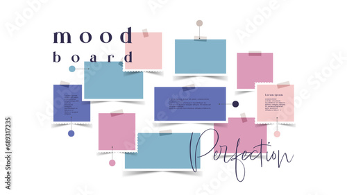 Vector photo collage template moodboard pictures grids vector illustration