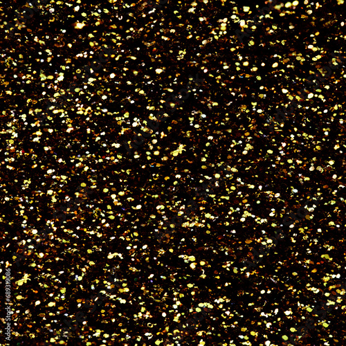 Night Gold glitter texture sparkling shiny background for Christmas card. Twinkly golden glitter lights grunge background.