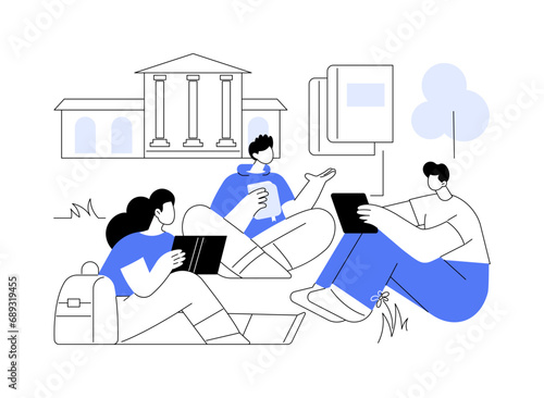 Study outdoors isolated cartoon vector illustrations.
