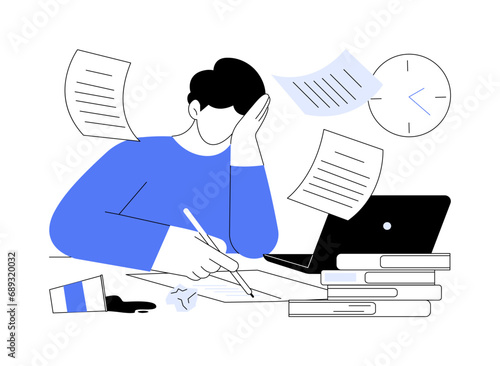 Study too much isolated cartoon vector illustrations.