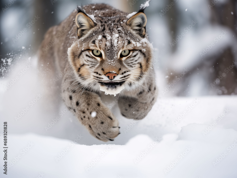 Lynx Running Toward the Camera 