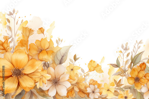 watercolor floral border with floras,